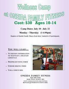 Youth Wellness Camp - Oneida Family Fitness @ Wellness Camp