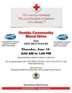 Oneida Community Blood Drive @ American Red Cross