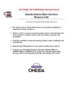 Memory Cafe @ Oneida Nation Elder Services