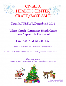 Craft/Bake Sale @ Oneida Community Health Center | Hobart | Wisconsin | United States