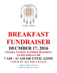Breakfast Fundraiser-Wis Indian Veterans Assoc. @ Oneida Nation Veterns Building | Hobart | Wisconsin | United States