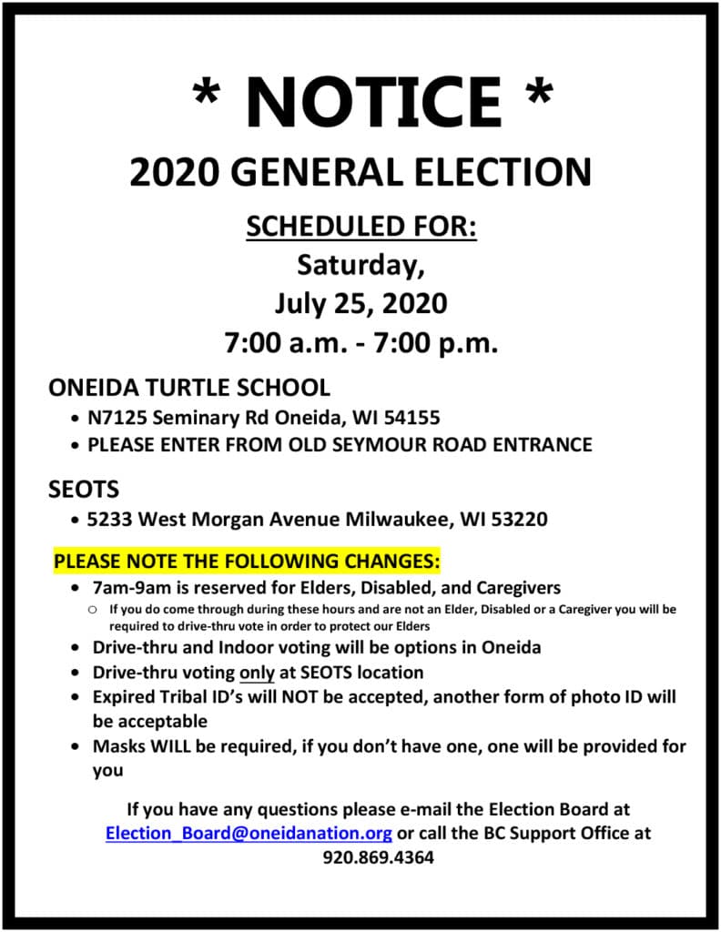 Oneida Nation | UPDATED – 2020 General Election Sample Ballot