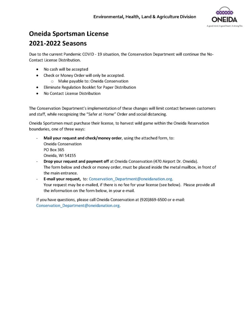 Oneida Nation Hunting & Fishing