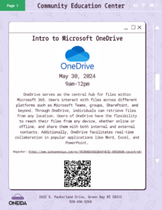 Microsoft One Drive @ Oneida Nation Community Education Center