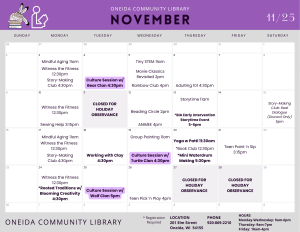 Month of November Events