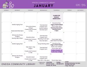 Library January Calendar